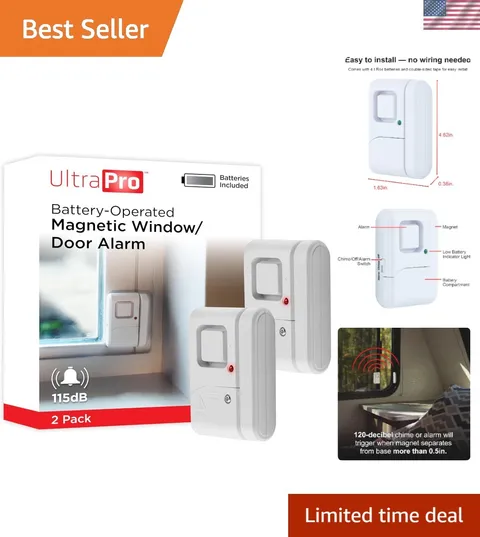 Personal Security Window and Door Alarm, 2 Pack, DIY Protection, Burglar Aler...