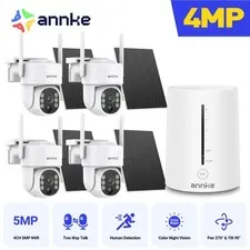 Annke 4MP Wireless Solar Battery Powered Security Camera System PT Color Night