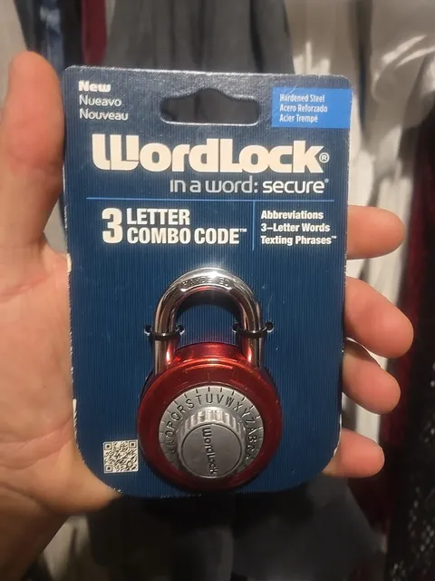 Wordlock 3 Letter Combination Code Lock Steel Padlock - Silver