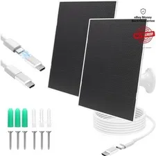High-Efficiency 4W Solar Panel with Adjustable Mount for Outdoor Cameras, 2Pack