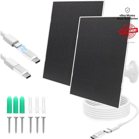 High-Efficiency 4W Solar Panel with Adjustable Mount for Outdoor Cameras, 2Pack