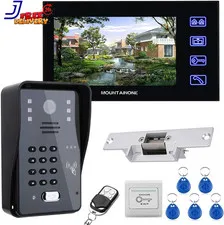 Touch Key 7 Lcd RFID Password Video Door Phone Intercom System Kit+ Electric Str