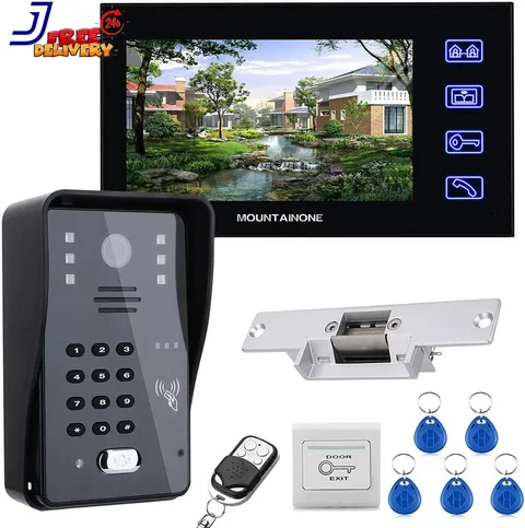 Touch Key 7 Lcd RFID Password Video Door Phone Intercom System Kit+ Electric Str
