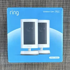 Ring Outdoor Cam Plus 2-Pack Battery Wi-Fi 2K IP/Network White Outdoor/Indoor