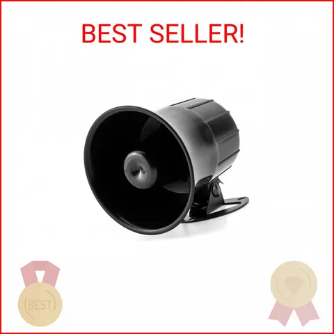 QWORK Electric Siren Horn, DC 12V Security Loud Wired Alarm Siren for Home Alarm