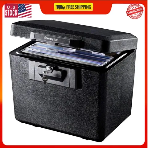SentrySafe Fireproof Document Box Key Lock 0.61 Cubic Feet Black 1170