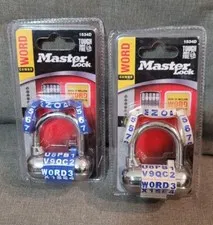 Master Lock Word Combo Padlock 1534D Blue/White and White/Blue Lot of 2