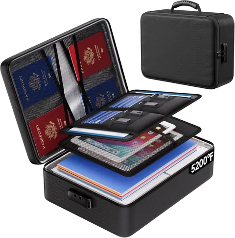 5200°F Fireproof Document Bag W/ Lock Upgraded Heat Insulated Fireproof Box 8