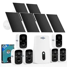 Hiseeu Solar Security Cameras Wireless Outdoor System, 6 Cam-Kit, 6 Cam Kit
