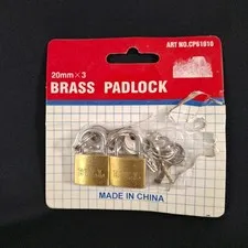 Set of 2 Bull Brass 20mm x 20mm Padlocks With Keys