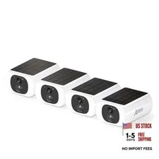 Solar Security Cameras Wireless Outdoor Built-in Solar Panel, 4 4 Pack-White