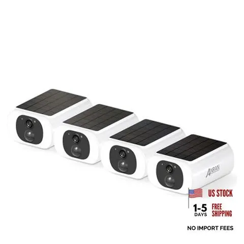 Solar Security Cameras Wireless Outdoor Built-in Solar Panel, 4 4 Pack-White