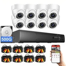 5MP 8CH DVR HD 24/7 Home Outdoor Security Camera CCTV System IR Waterproof 500gb