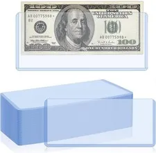 16 Pack Dollar Bill Sleeves, 6.8" x 2.9" Banknotes Top-Insert Holders