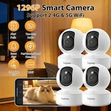 4pcs Boykeep Pet Camera 1296P Offers Two-Way Video, Supports 2.4G/5G Wifi