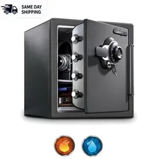 Durable 1.23 Cu Ft Electronic Fireproof and Waterproof Safe with Key Control