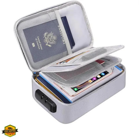 Small Fireproof Storage Organizer Case with Lock9”x 5.3”x 3.7”, Soft Money Sa...