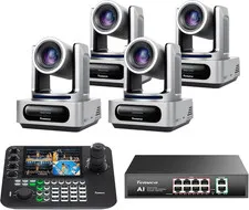 PTZ Camera and Controller Bundle - 4K NDI PTZ Camera(4Pcs) 20X Zoom AI Tracking