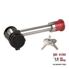 Master Lock Receiver Lock, Stainless Steel 3.5" Silver and Red Stainless steel