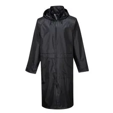 Portwest S438 Mens Waterproof Raincoat - Lightweight Long Rain Jacket Hood And