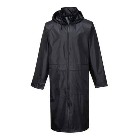 Portwest S438 Mens Waterproof Raincoat - Lightweight Long Rain Jacket Hood And