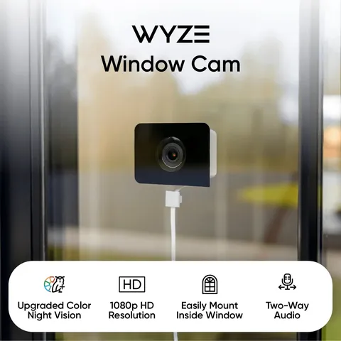 ✅Wyze Window Cam Wired Smart Security Camera Color Night Vision AI Motion Alert✅