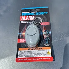 Via Security Products 100 dB Personal Attack Alarm Keyring w/ LED Light, Gray
