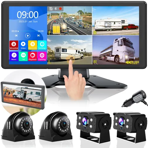 4K RV Backup Camera System 10.36 Inch, black (WIRED SYSTEM, NOT WIRELESS)