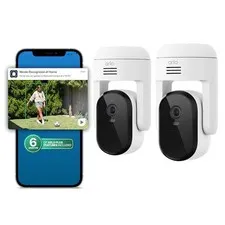 ARLO ESSENTIAL OUTDOOR PAN TILT ZOOM SECURITY CAMERA 2K 2 CAM 6 MO PLAN WHITE