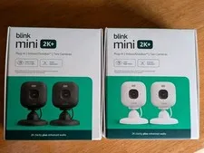 Blink - Mini 2K+ Compact plug-in security camera, 2K video res 2 Pack, WH/Blk