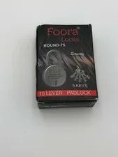 Foora Locks Round 75 Doublelocking 10 Lever Padlock Silver With 5 Keys 