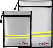 Fireproof Waterproof Money Document Bag - 2 Pack Safe Upgraded Zipper Bags, F...