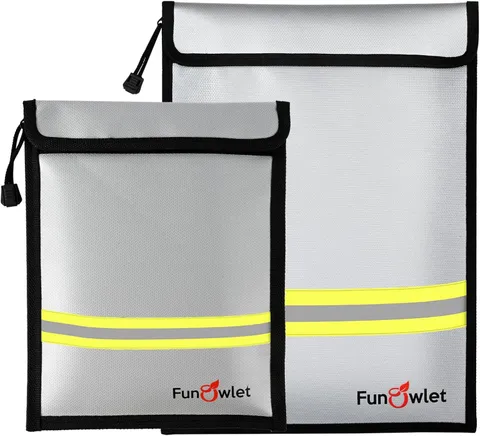 Fireproof Waterproof Money Document Bag - 2 Pack Safe Upgraded Zipper Bags, F...