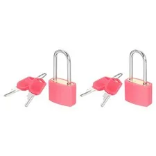 2 Pcs Padlock with Keys Long Shackle Waterproof Keyed Locks Pink