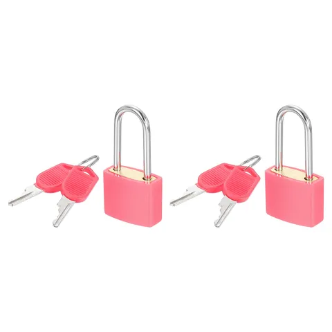 2 Pcs Padlock with Keys Long Shackle Waterproof Keyed Locks Pink