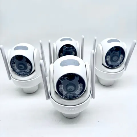 4 Pcs Sehmua White Solar Pan Tilt Security Camera w/ Night Vision Model RBX-S73