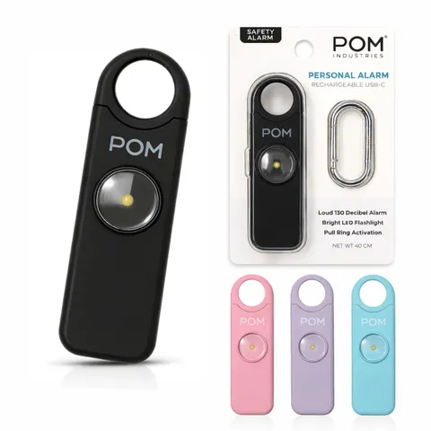 POM Personal Safety Alarm for Women – 130dB Loud Emergency Siren, USB-C Recha...
