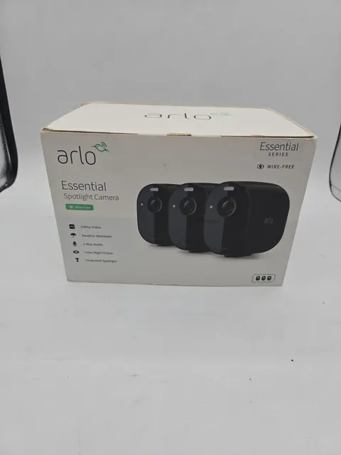 Arlo Essential Spotlight Wire-Free 1080p Security Camera 3 Pack Night Vision