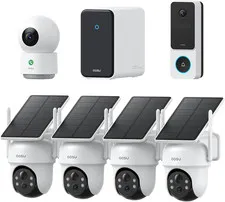 3K Solar Security Camea Outdoor Wireless Kit System with 2K Video Doorbell & Ind