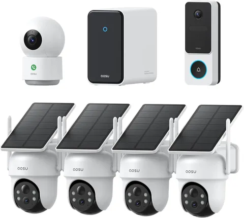 3K Solar Security Camea Outdoor Wireless Kit System with 2K Video Doorbell & Ind