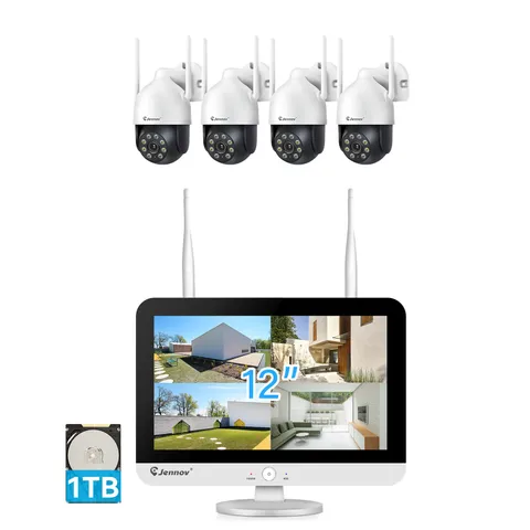 JENNOV 10CH 5MP Wireless CCTV Security Camera System Outdoor WiFi NVR Monitor