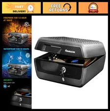 Fireproof Waterproof Document Safe Lock Box for Cash, Passport, Jewelry - 0.36 C