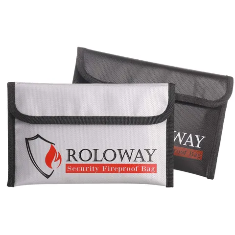 ROLOWAY Small Fireproof Bag (5 x 8 inches), Non-itchy 8 x 5 inch, Grey, Black