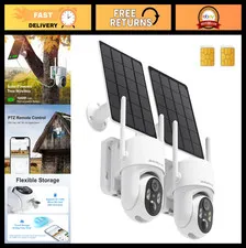 2 Pack 4G LTE Solar Security Camera - 2K Outdoor Wireless, No Internet, Motion D