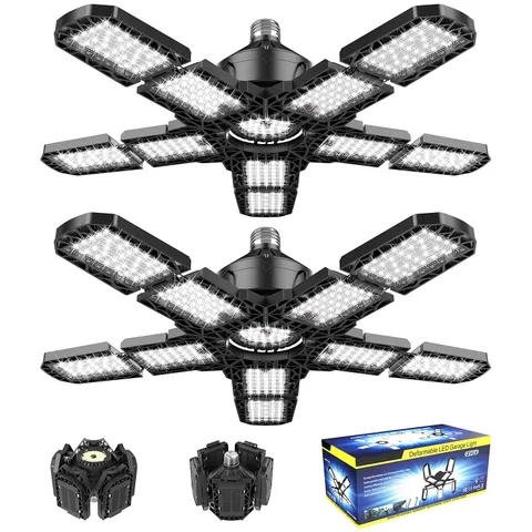 Nexillumi 2-Pack Led Garage Light 180W, 36000LM 180W 2 Pack, Black