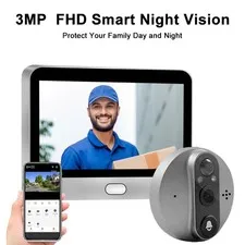 Wireless Video Intercom Doorbell 140° Wide View Angle 2.4Ghz Wifi Magic Peephole