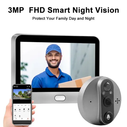 Wireless Video Intercom Doorbell 140° Wide View Angle 2.4Ghz Wifi Magic Peephole