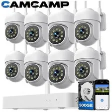 PTZ WIFI Wireless Security Camera System Audio 10CH NVR 2MP CCTV Kit 500GB HDD