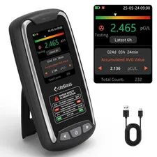 Portable Radon Detector, Fast 6H First Result, Rechargeable | 0.09-1000 Pci/L, A