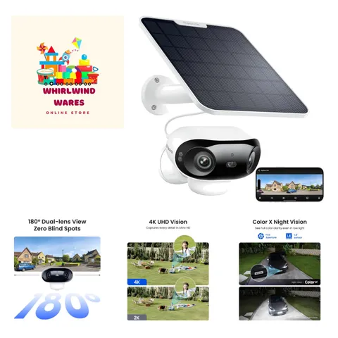 Solar Powered 8MP Dual-Lens Camera - ColorX Night Vision & Wireless Setup